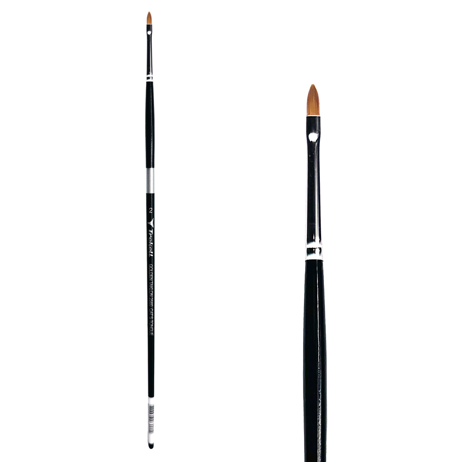 Trekell Golden Taklon #2 Cat's Tongue Brush - Long Handle