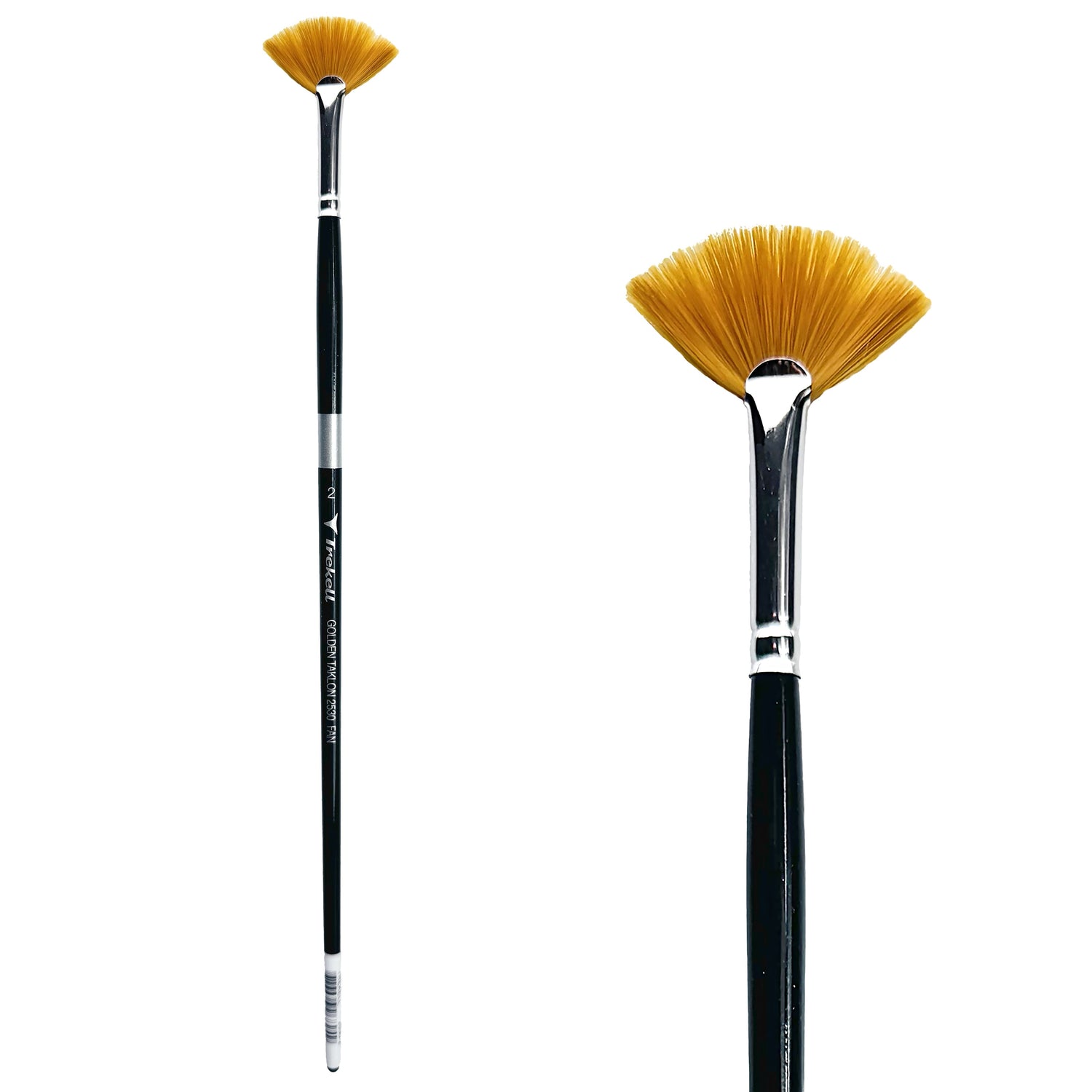 Trekell Golden Taklon #2 Fan Brush - Long Handle