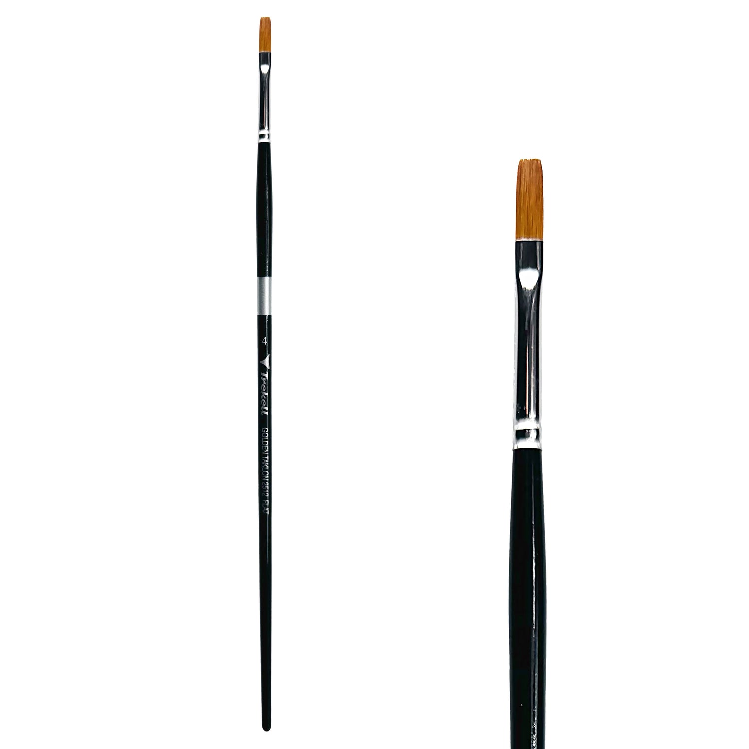 Trekell Golden Taklon #4 Flat Brush - Long Handle