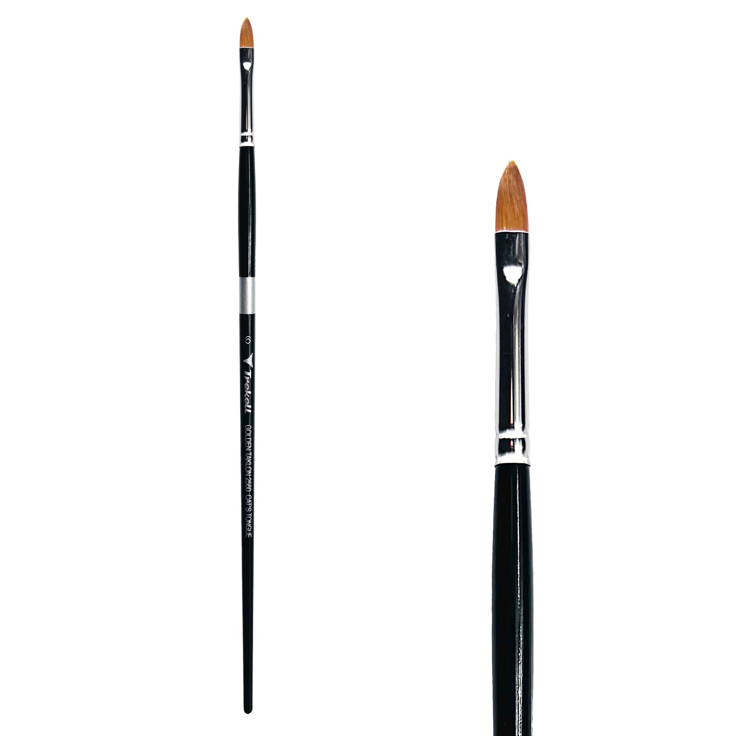 Trekell Golden Taklon #6 Cat's Tongue Brush - Long Handle