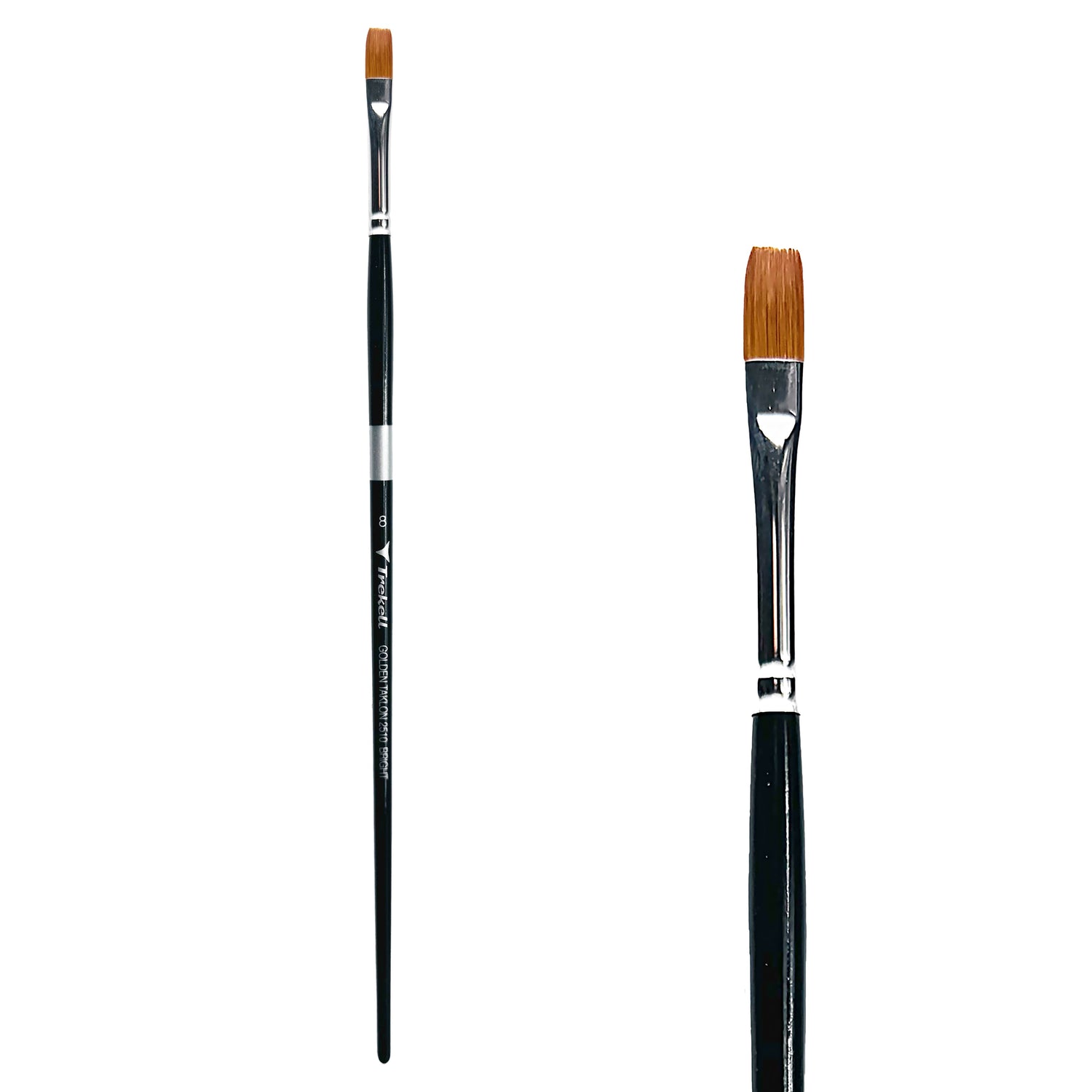 Trekell Golden Taklon #8 Bright Brush - Long Handle