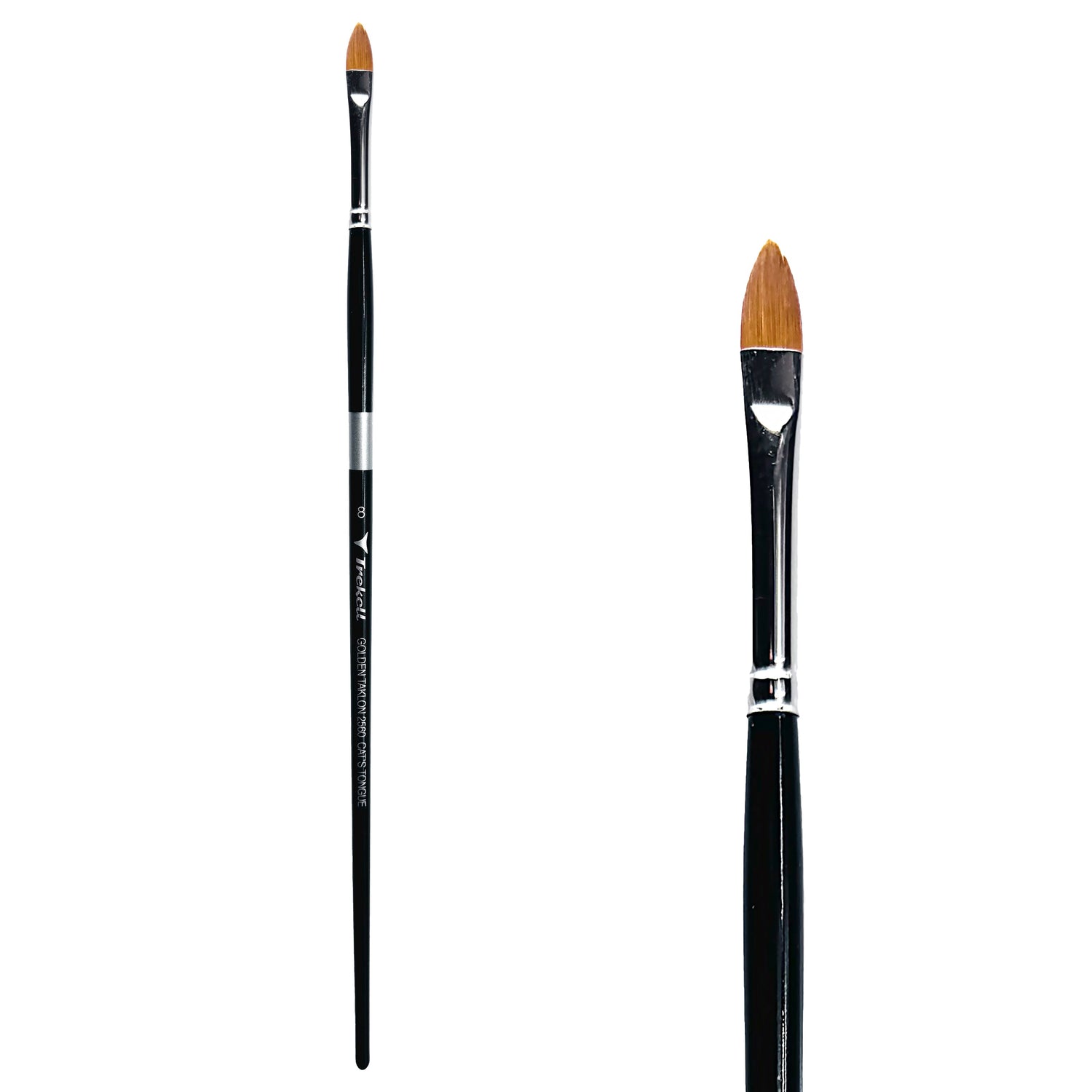 Trekell Golden Taklon #8 Cat's Tongue Brush - Long Handle