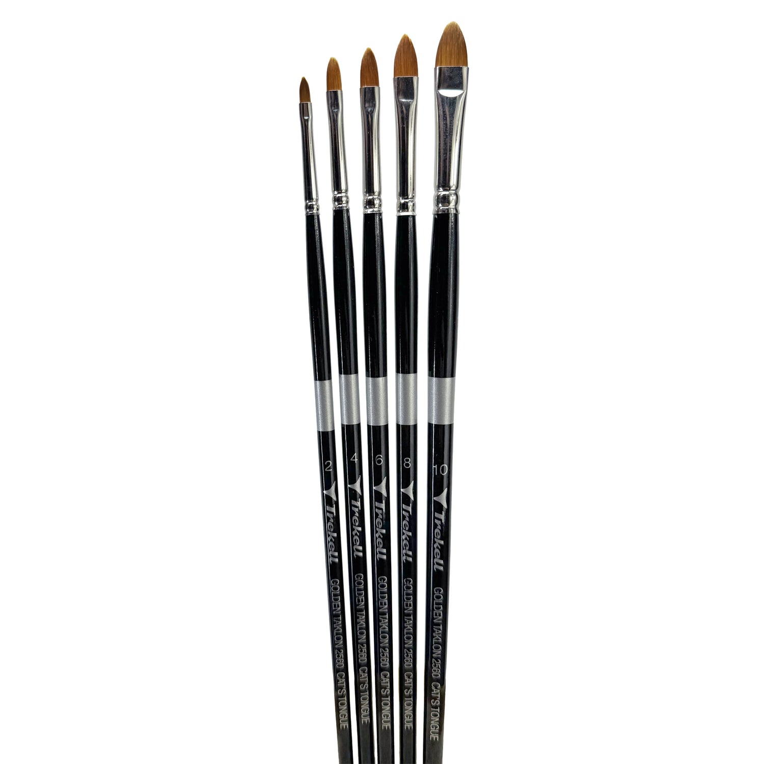 Trekell Golden Taklon Complete Cat's Tongue Brush Set - Long Handle