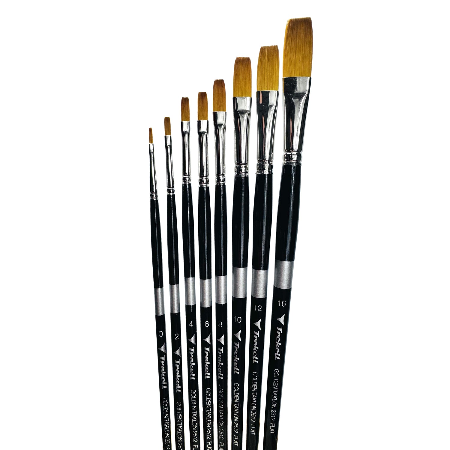 Trekell Golden Taklon Complete Flat Brush Set - Long Handle