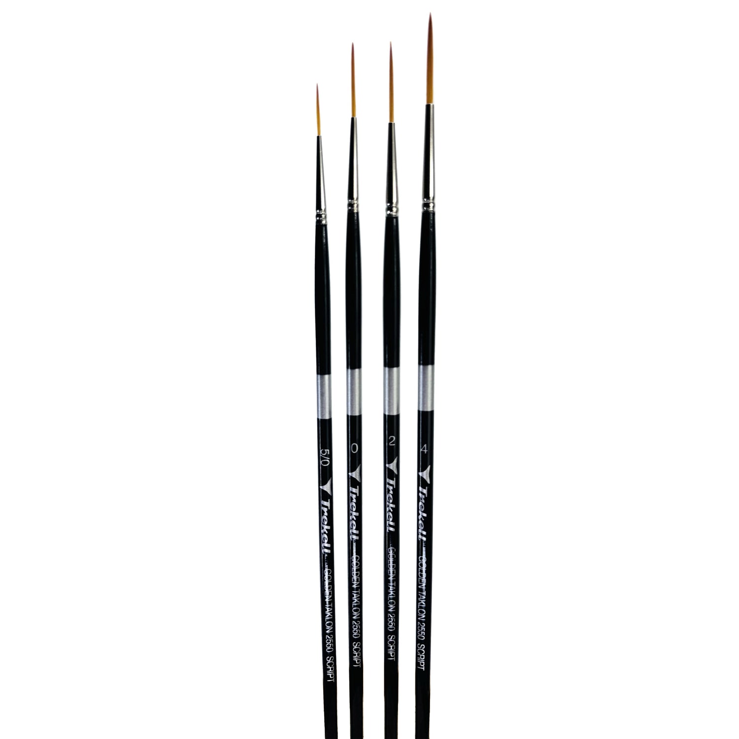 Trekell Golden Taklon Complete Script/Rigger Brush Set - Long Handle