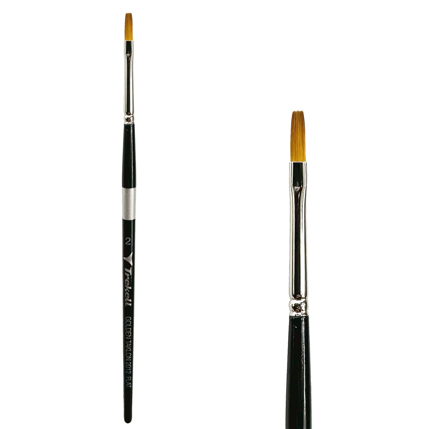 Trekell Golden Taklon #2 Flat Brush - Short Handle