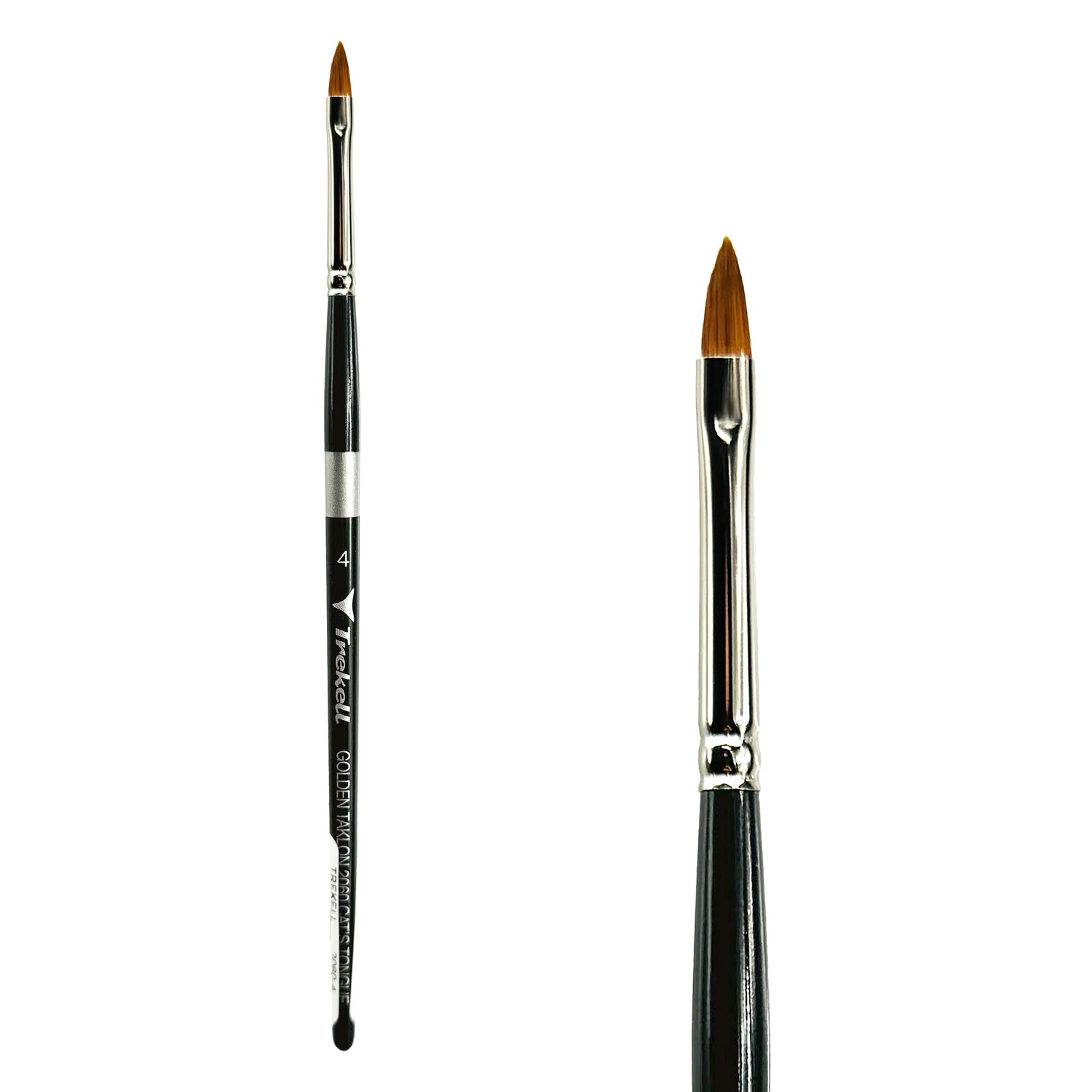 Trekell Golden Taklon #4 Cat's Tongue Brush - Short Handle