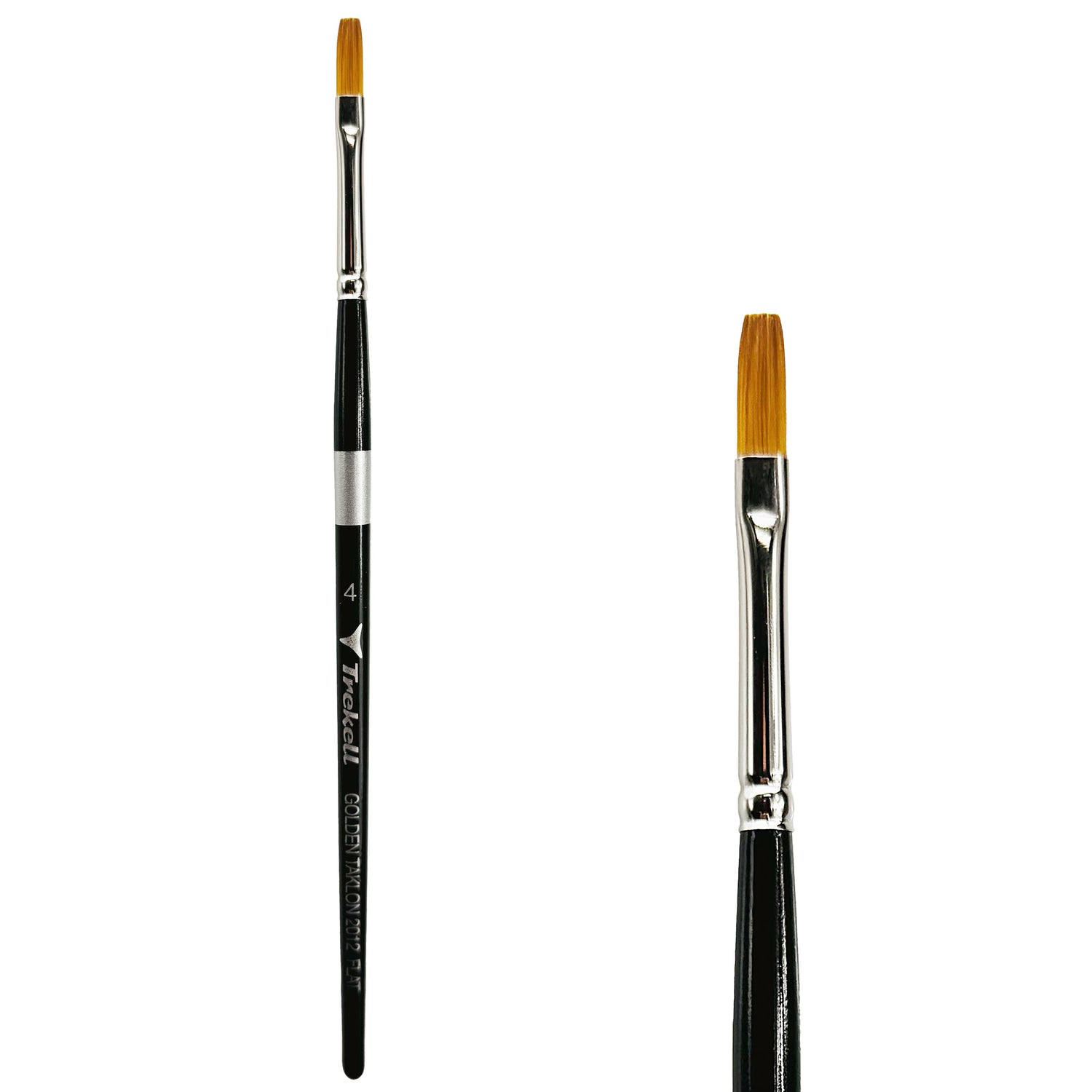Trekell Golden Taklon #4 Flat Brush - Short Handle