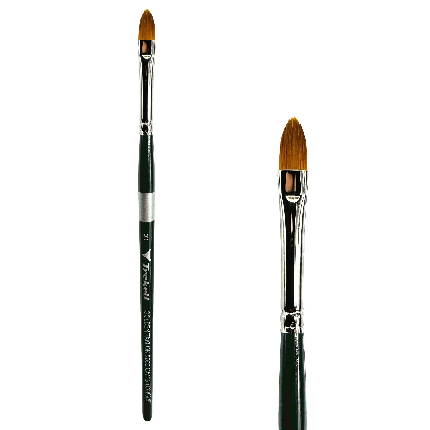 Trekell Golden Taklon #8 Cat's Tongue Brush - Short Handle