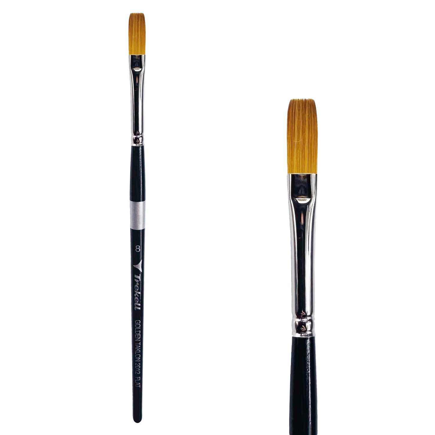 Trekell Golden Taklon #8 Flat Brush - Short Handle