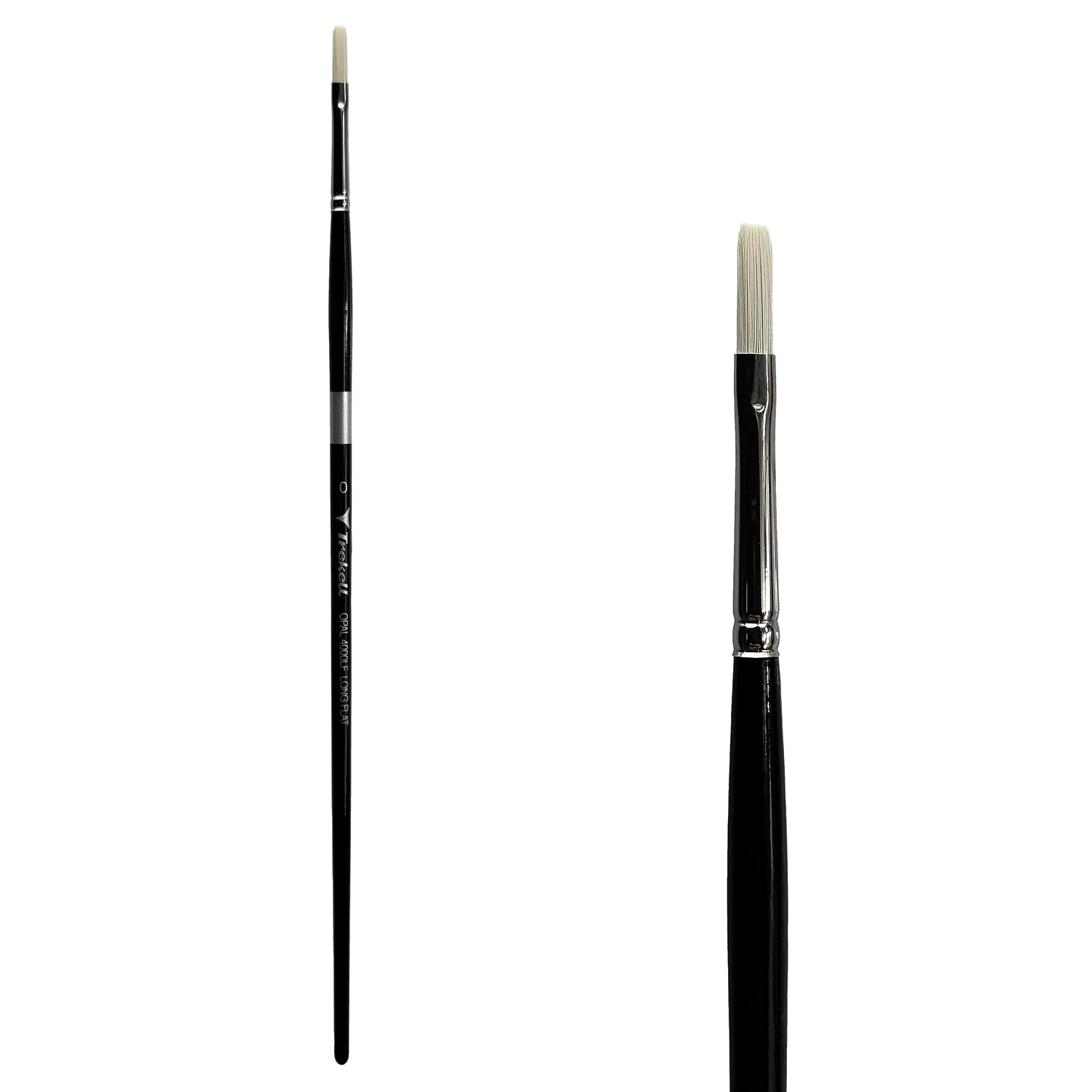Trekell Opal #0 Long Flat Brush - Long Handle
