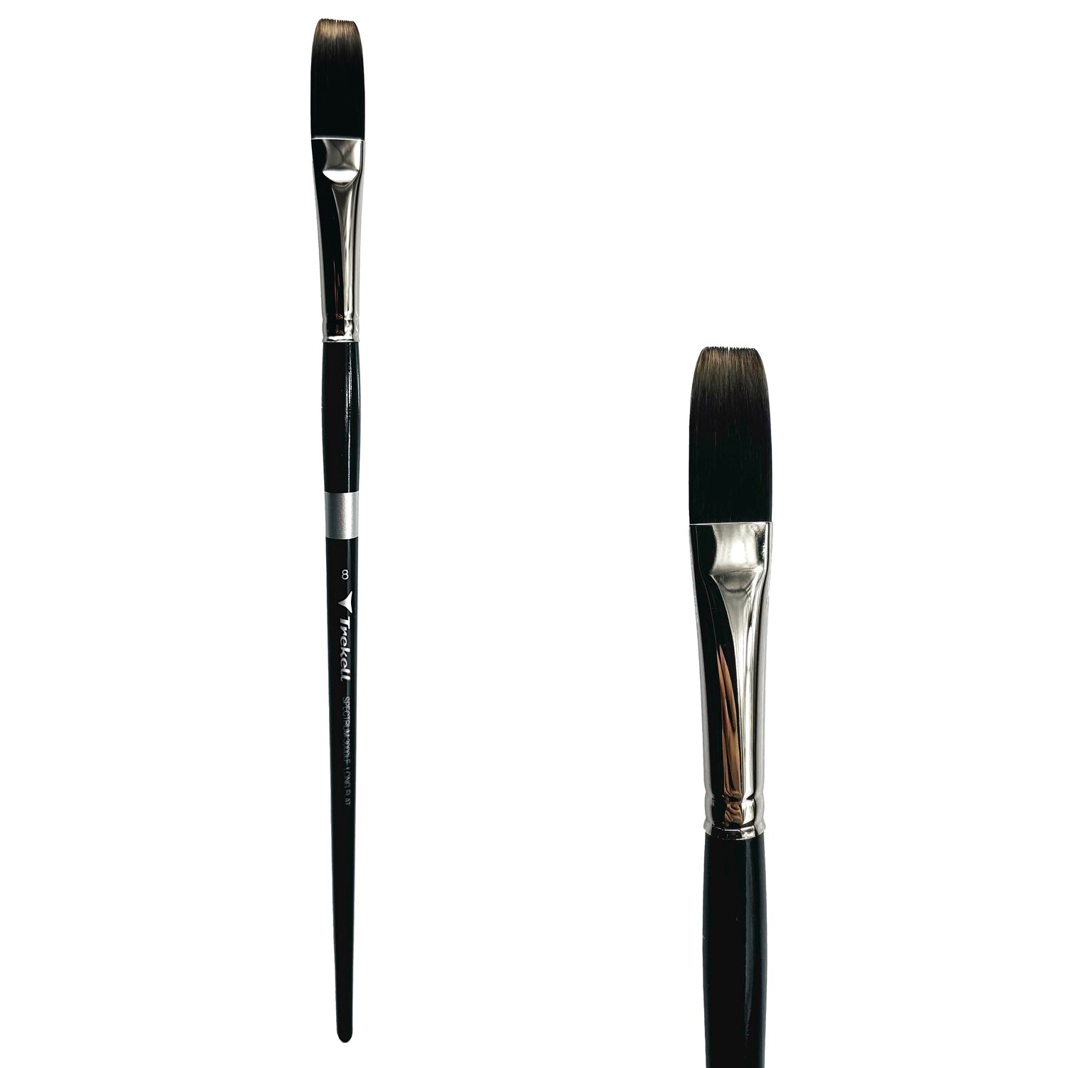 Trekell Spectrum #8 Long Flat Brush - Long Handle