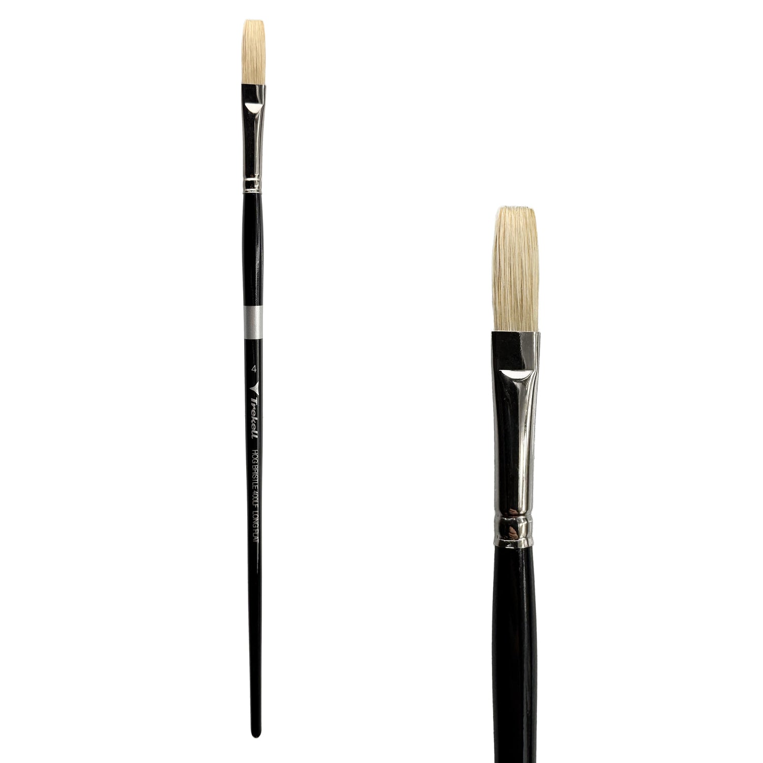 Trekell Hog Bristle Long Handle Artist Brush - Size #4 Long Flat
