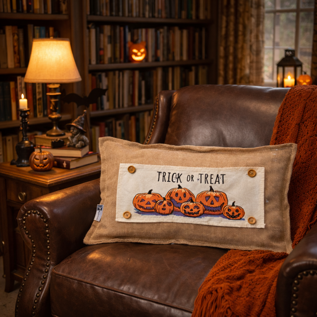 PANEL ONLY: RECTANGLE Halloween October Pumpkins Fall Autumn Jack-o-Lanterns; TRICK OR TREAT