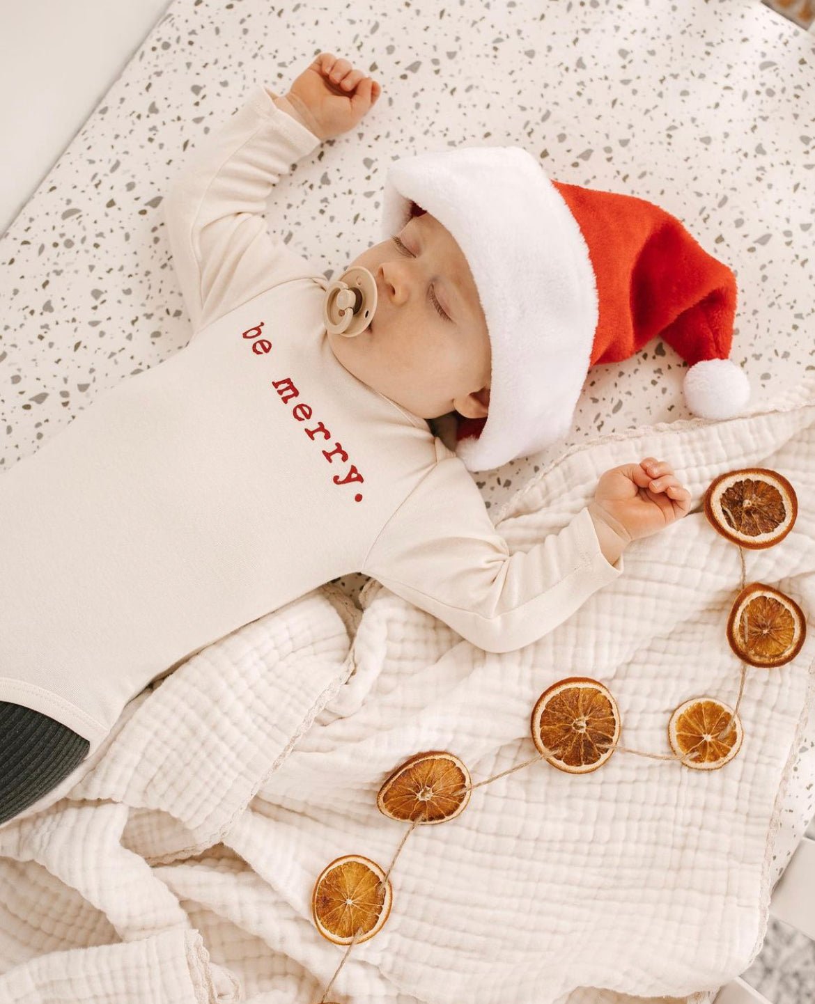 Be Merry Organic Cotton Baby Bodysuit Long Sleeve by Tenth & Pine, product image 5