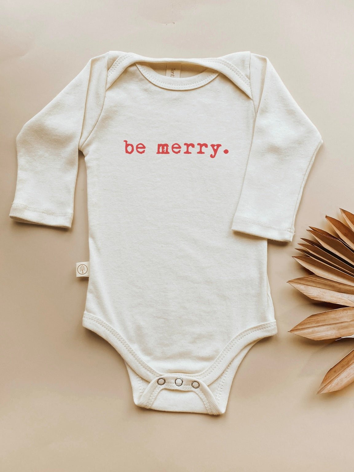 Be Merry Organic Cotton Baby Bodysuit Long Sleeve by Tenth & Pine, product image 4