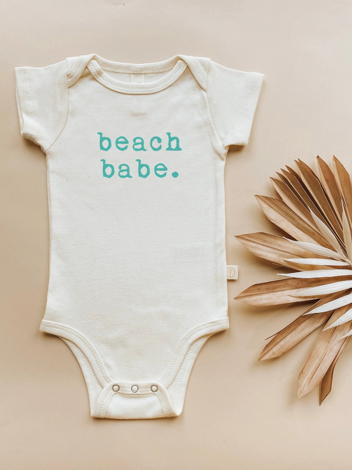 Beach Babe Seafoam Organic Cotton Baby Bodysuit Short Sleeve by Tenth & Pine, product image 2