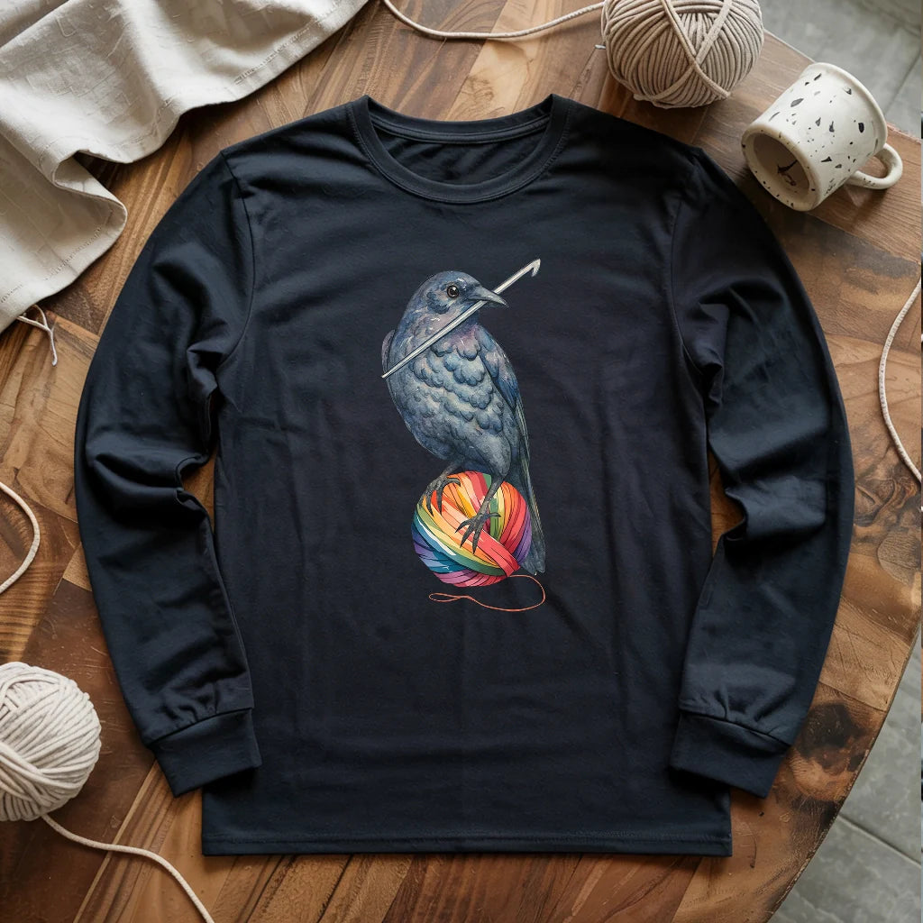 Crochet Crow Long Sleeve T-shirt