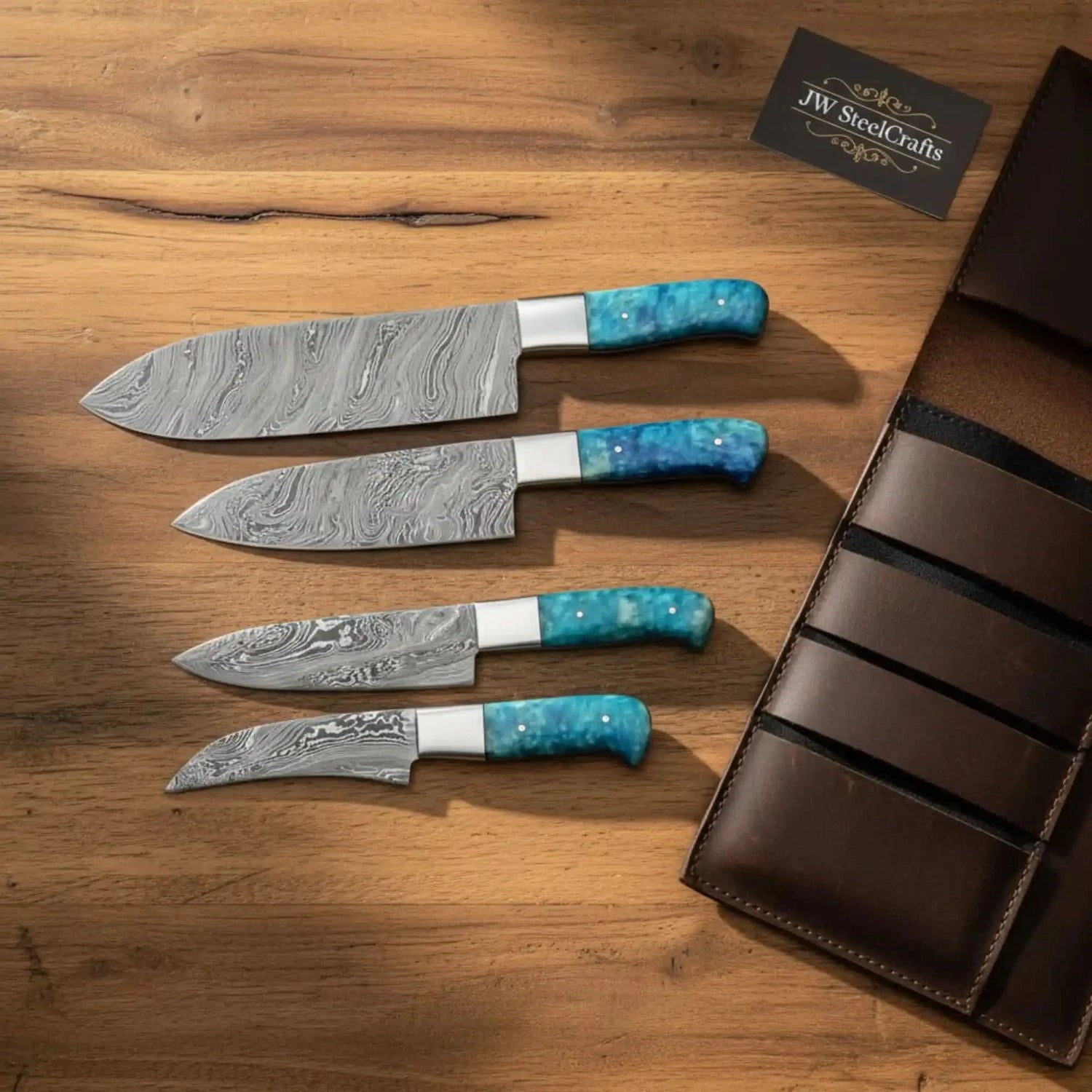 4-Piece Damascus Chef Knife Set — 8