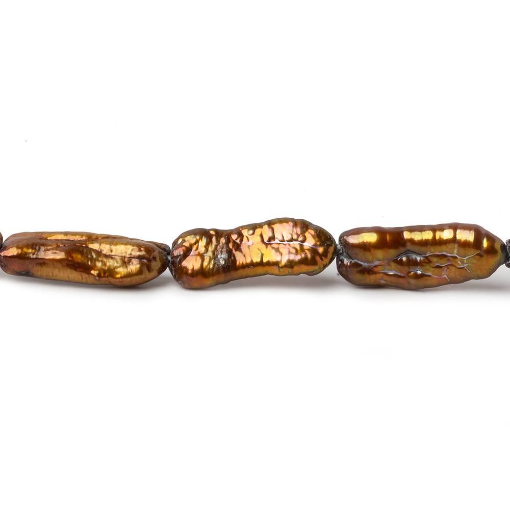 Copper Straight Drill Biwa Pearls 15 inch 20 pieces 20x7-23x10mm