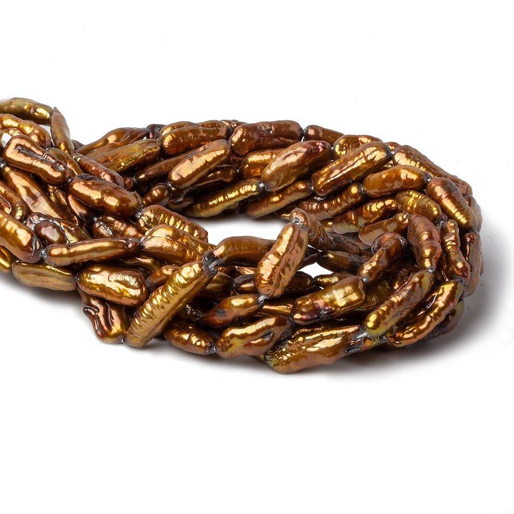 Copper Straight Drill Biwa Pearls 15 inch 20 pieces 20x7-23x10mm