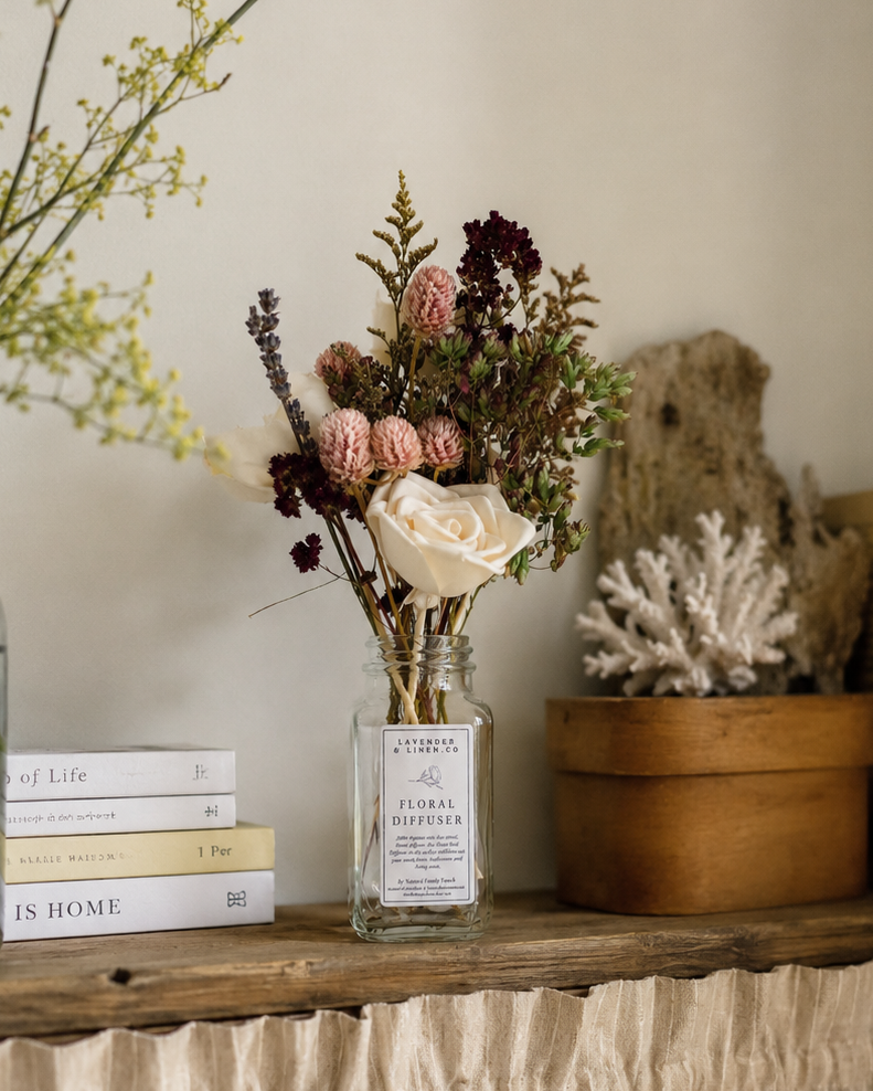 Dried Flower Reed Diffuser | Floral Home Fragrance with Caspia 8oz
