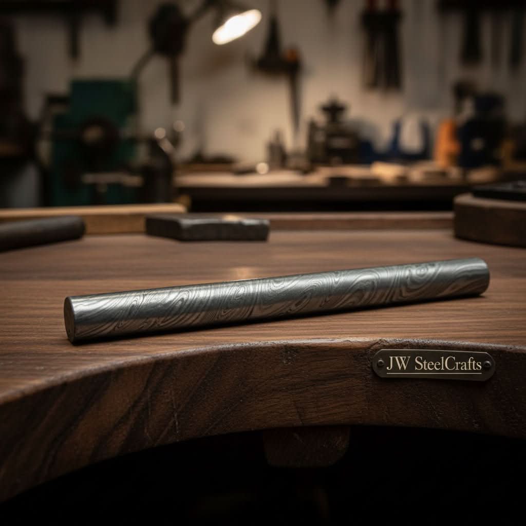 Damascus Steel Round Billet Rod For Guard , Rings And Jewelery Making/ Raw Materials for Jewelery DK-0126