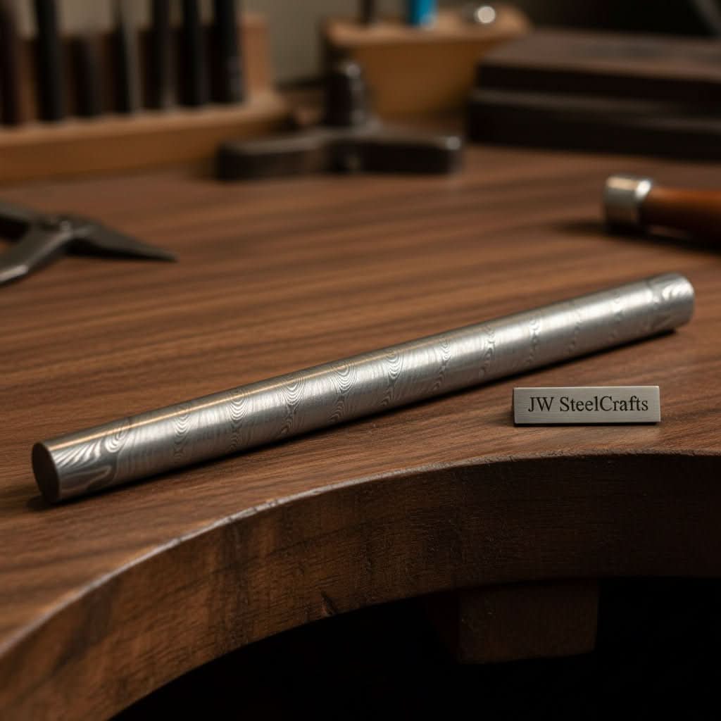 Damascus Steel Round Billet Rod For Guard , Rings And Jewelery Making/ Raw Materials for Jewelery DK-0126