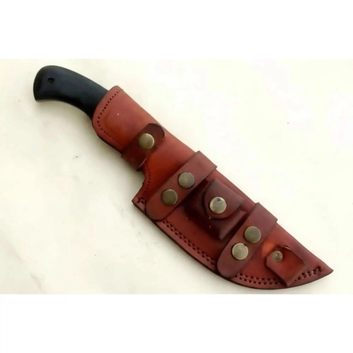 Damascus Steel Tracker Knife with Black Handle – 10 Inch Overall