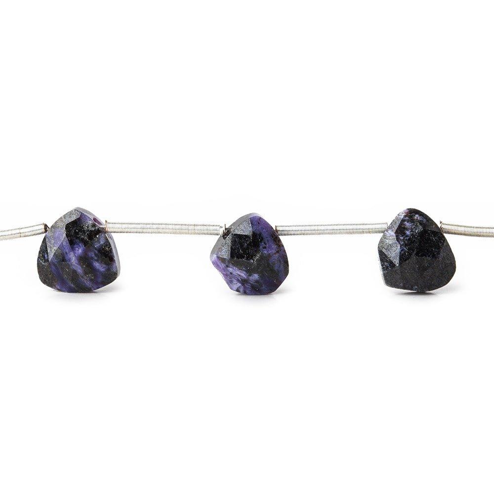 Dark Charoite Beads Top Drilled Faceted 8mm Heart Beads,