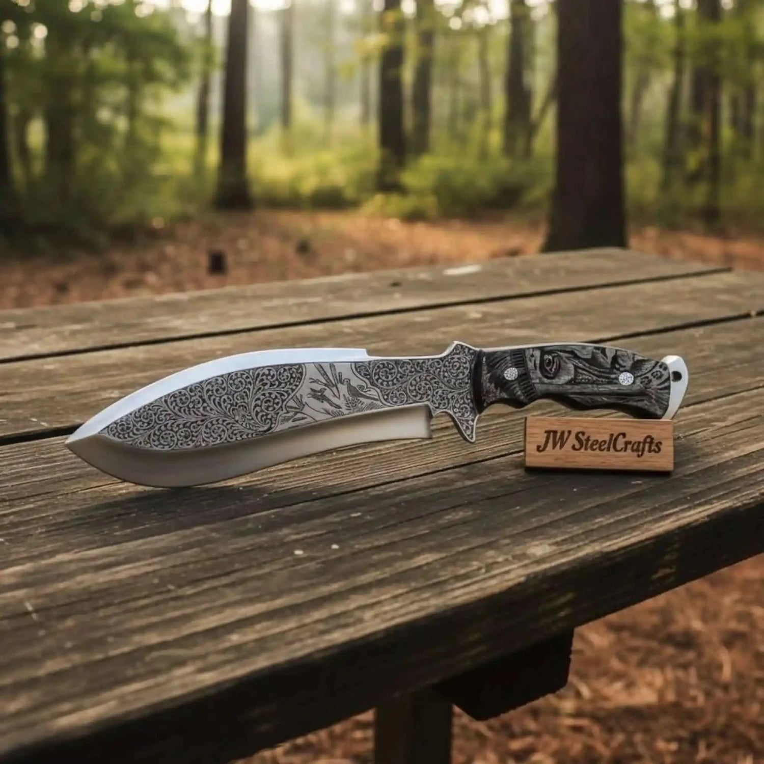 Frontier Persian Clip Point Bowie Knife Engraved D2 Steel Fixed Blade