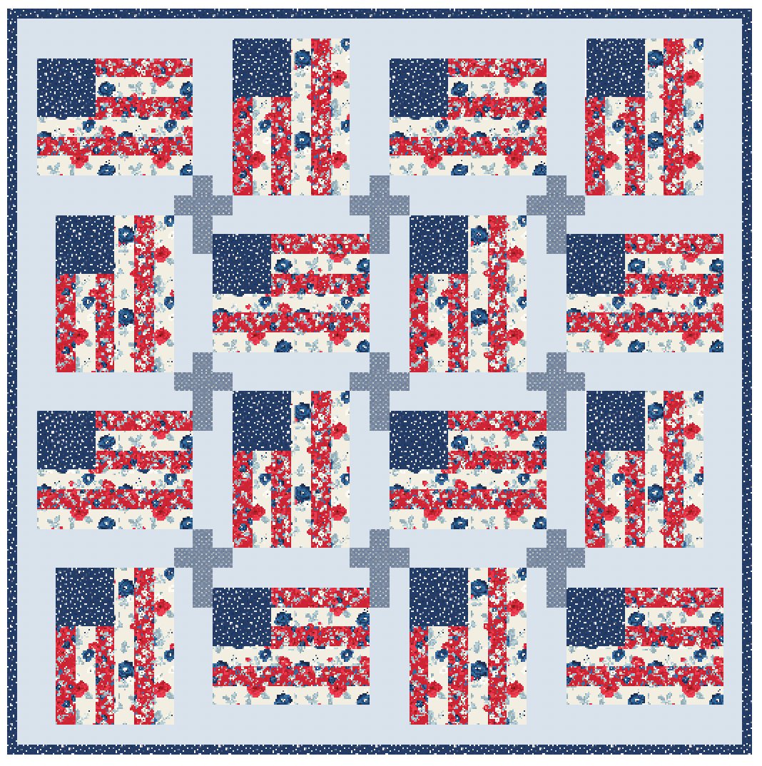 God And Country Quilt Pattern, Flag and Cross Pattern, Paper Print Version