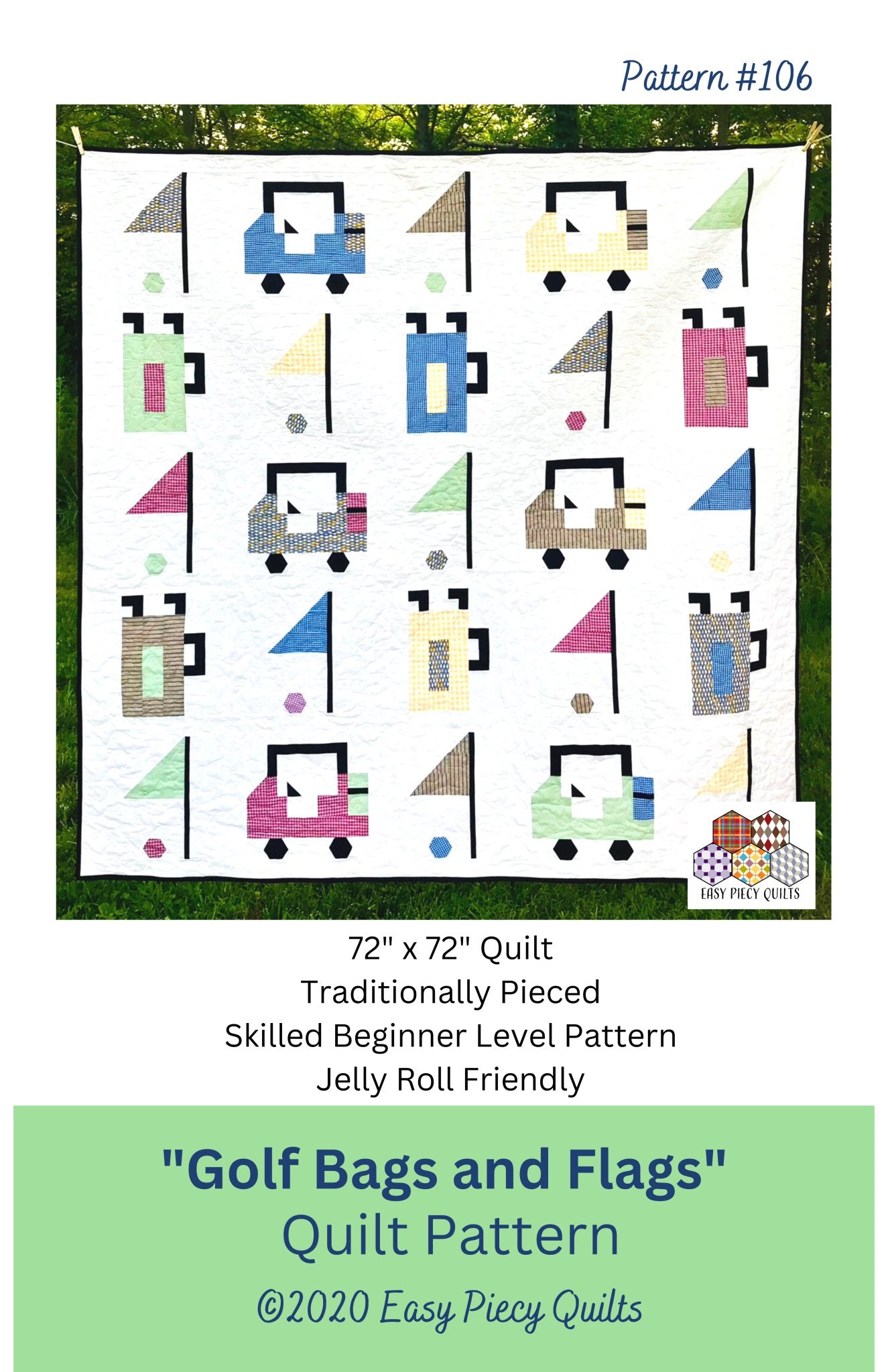 Golf Bags and Flags Quilt Pattern - PRINT PAPER VERSION