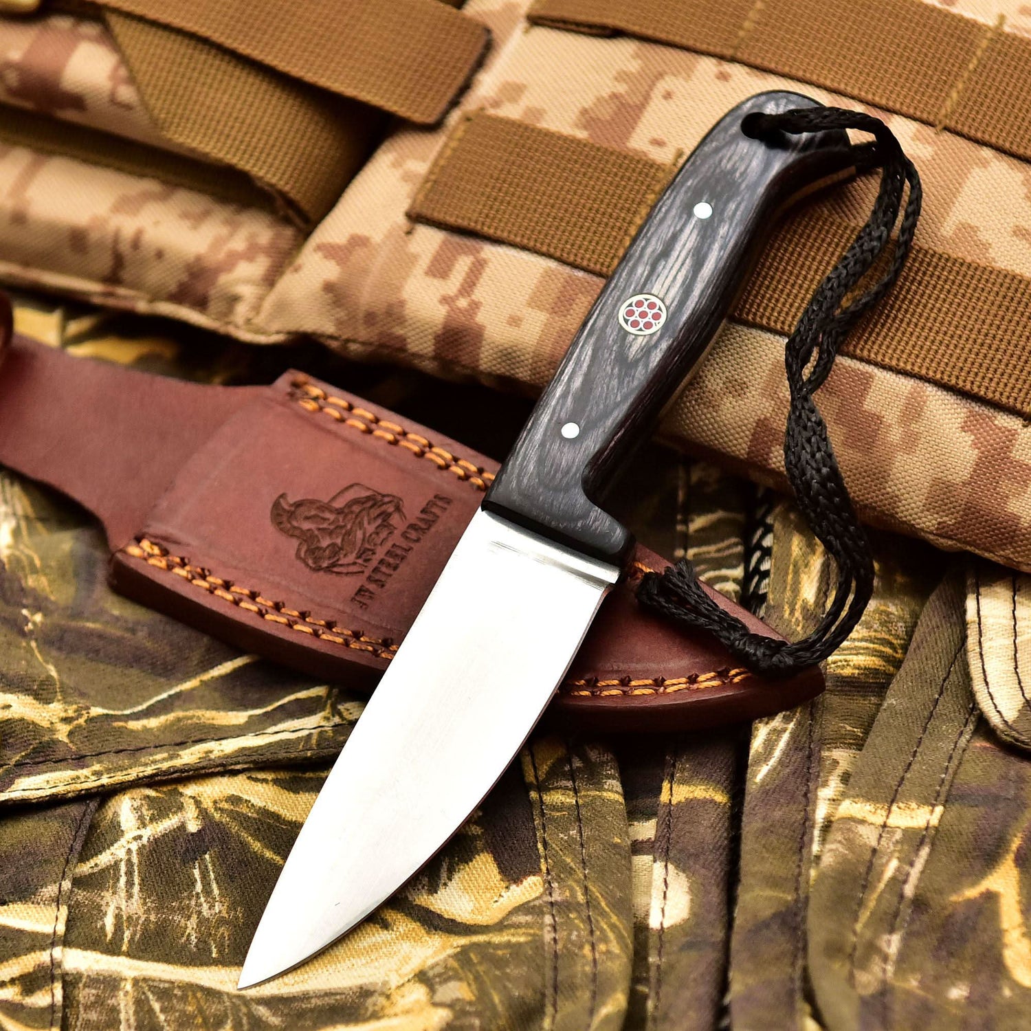 Handmade Fixed Blade Stainless Steel Skinning Hunting Knife 8