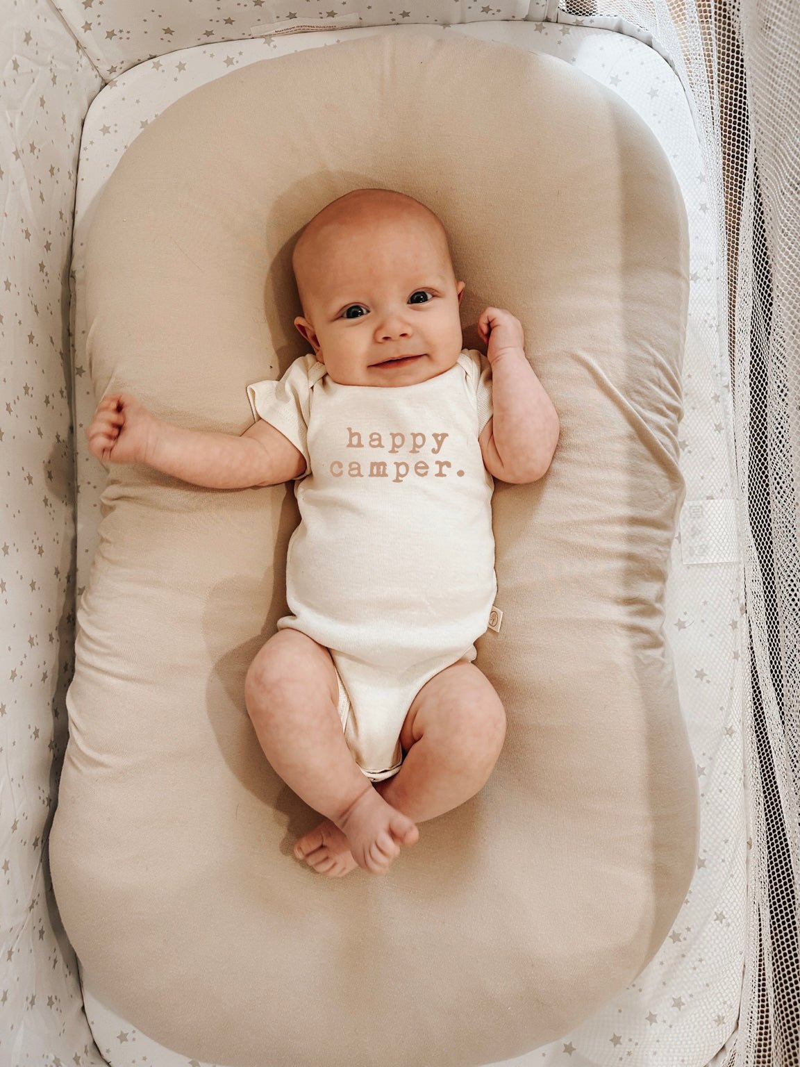 Happy Camper Clay Organic Cotton Baby Bodysuit Short Sleeve by Tenth & Pine, product image 3