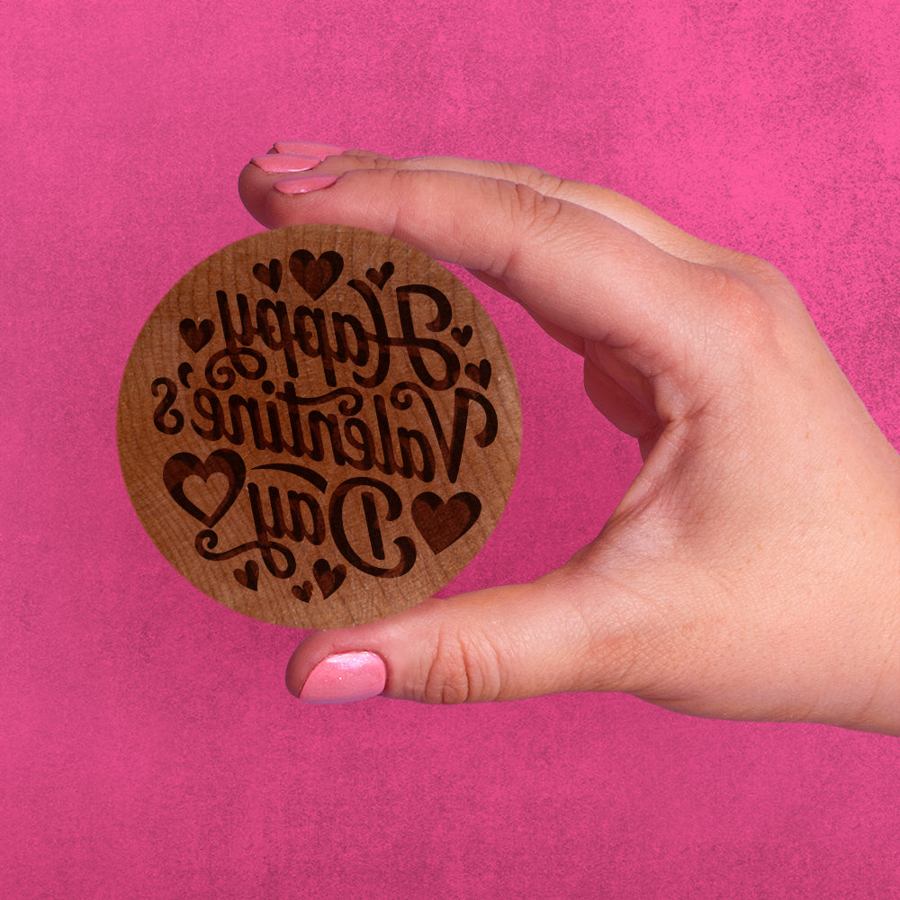 Valentines Day Cookie Press - Happy V-Day Circle