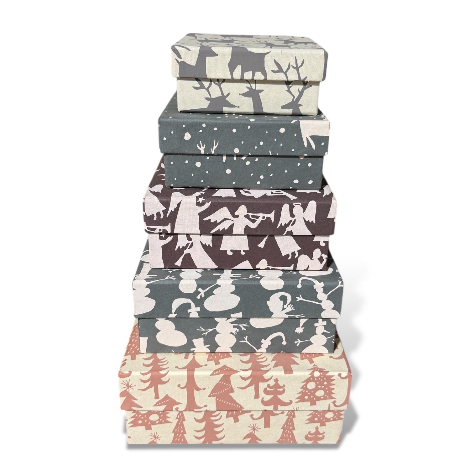 Handmade Holiday Square Gift Boxes | 5 Sizes
