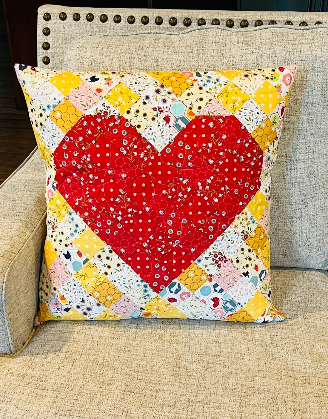 I Love You More Heart Quilted Pillow Pattern - Paper Print Version