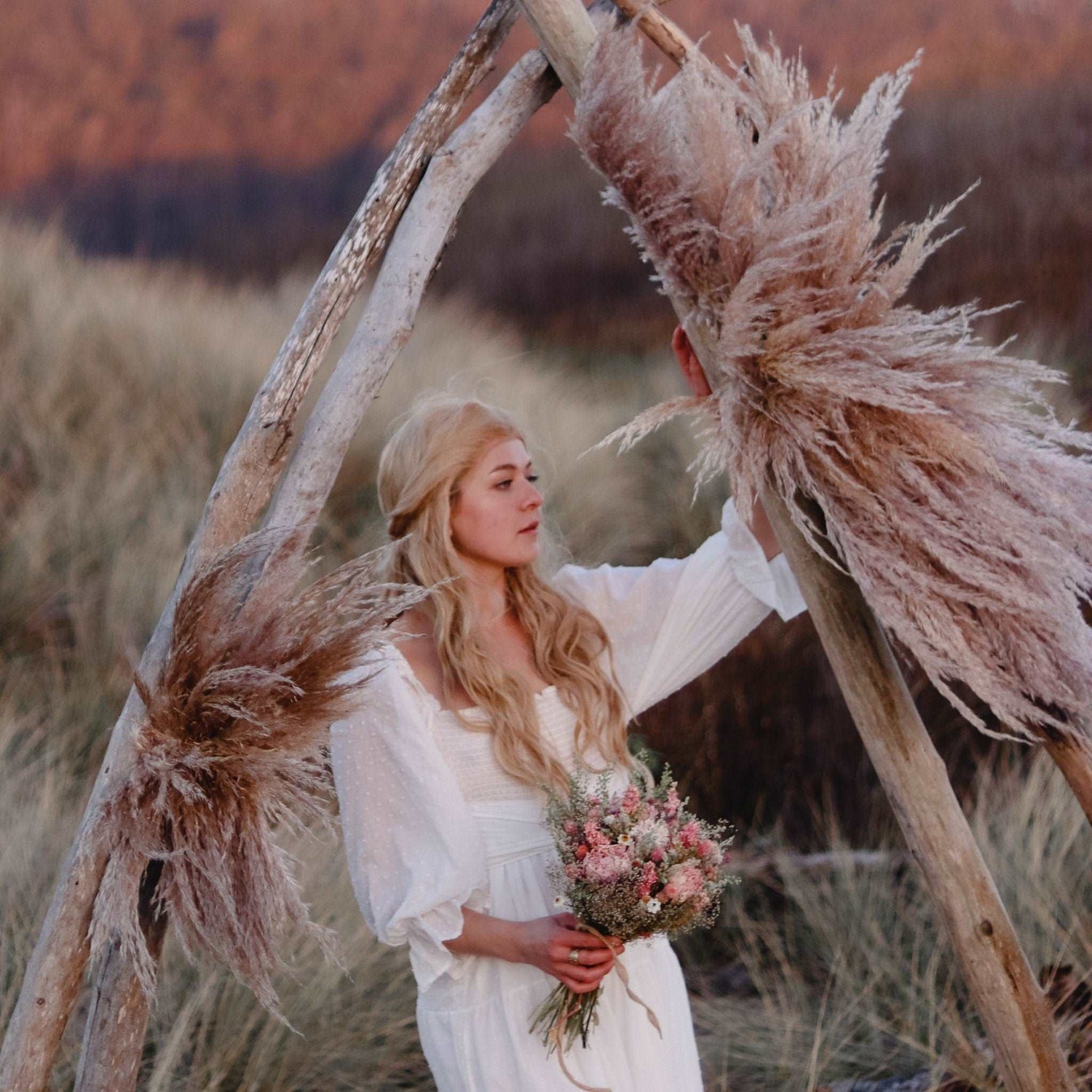 Boho Pampas Wedding Arch Arrangement