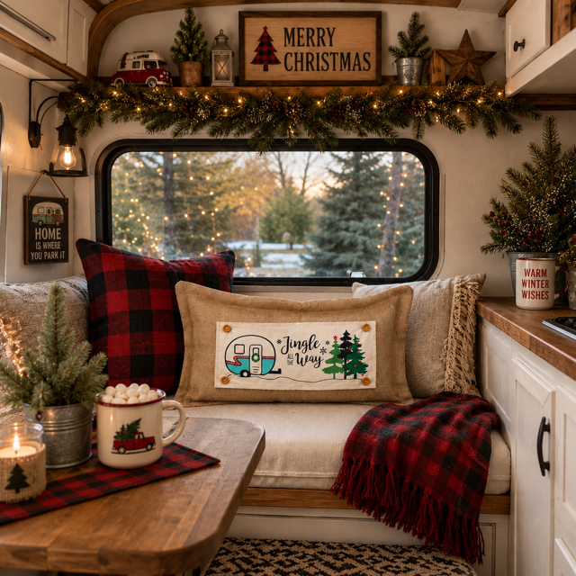 PANEL ONLY: RECTANGLE Holiday Panel: Vintage, Winter, Jingle All The Way, Caravans, Wreath, Home Sweet Home, Home For The Holidays; CHRISTMAS CAMPER