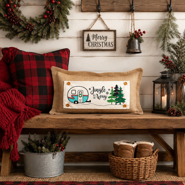 PANEL ONLY: RECTANGLE Holiday Panel: Vintage, Winter, Jingle All The Way, Caravans, Wreath, Home Sweet Home, Home For The Holidays; CHRISTMAS CAMPER