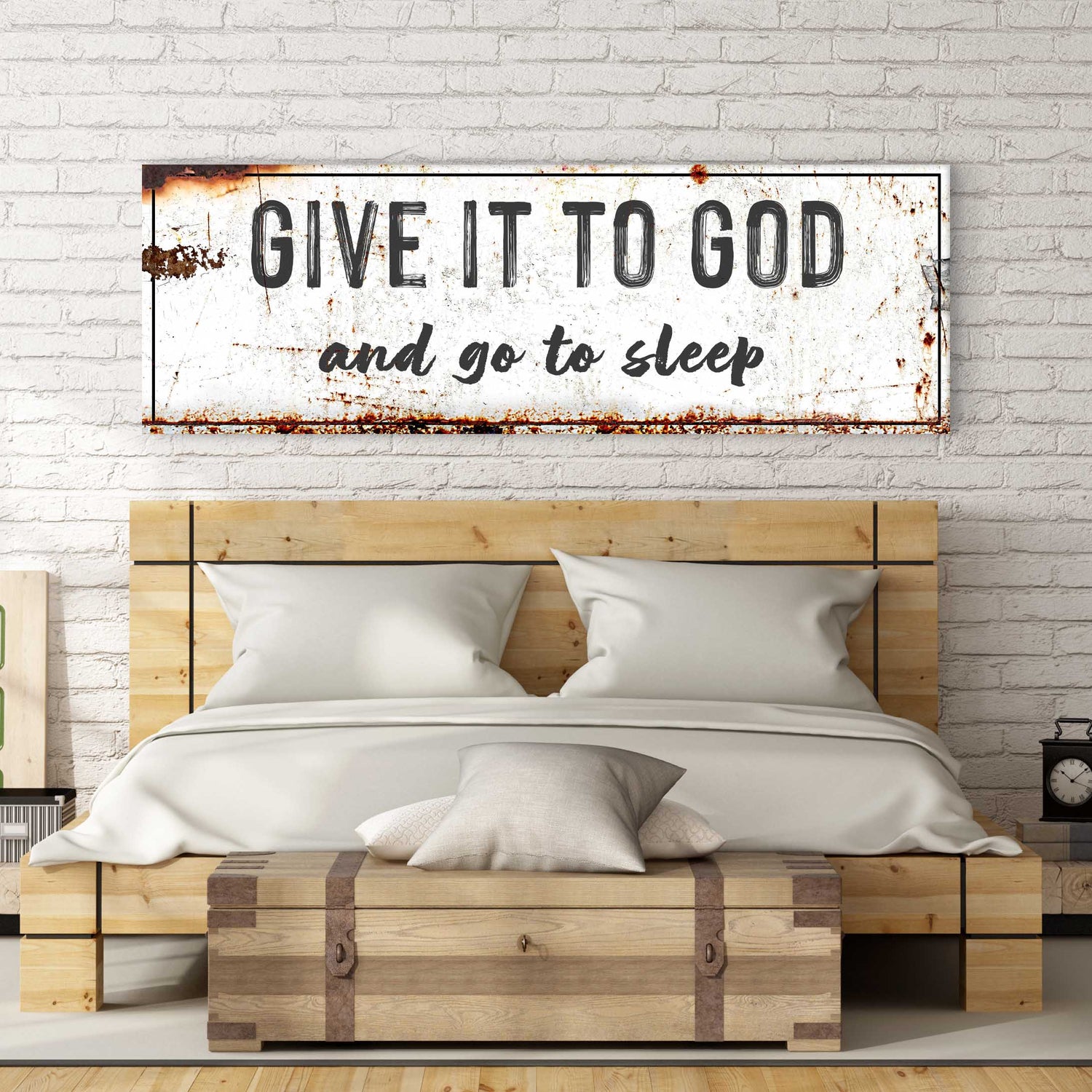Give It to God and Go to Sleep β Rustic Christian Wall Art for Peaceful Nights