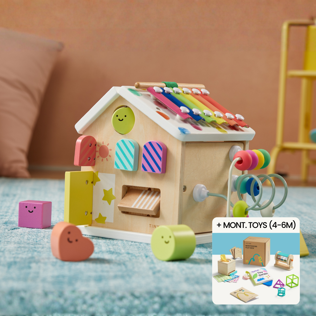 Brain & Hands Playset — Montessori Box (4–6 Months) + Activity Cube by Tiny Land INC