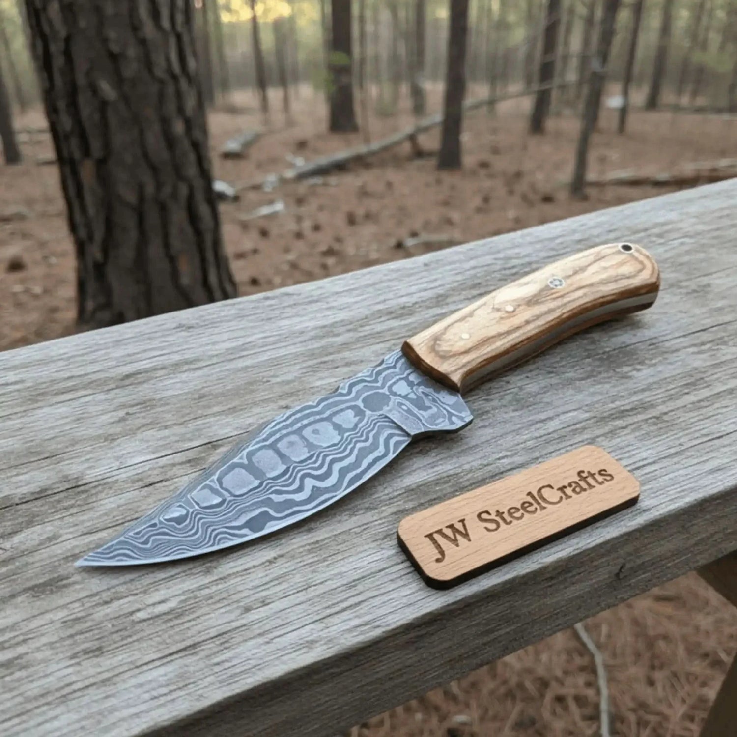 Custom Made Skinner Knife with Premium Wood Handle – Handmade Hunting Blade