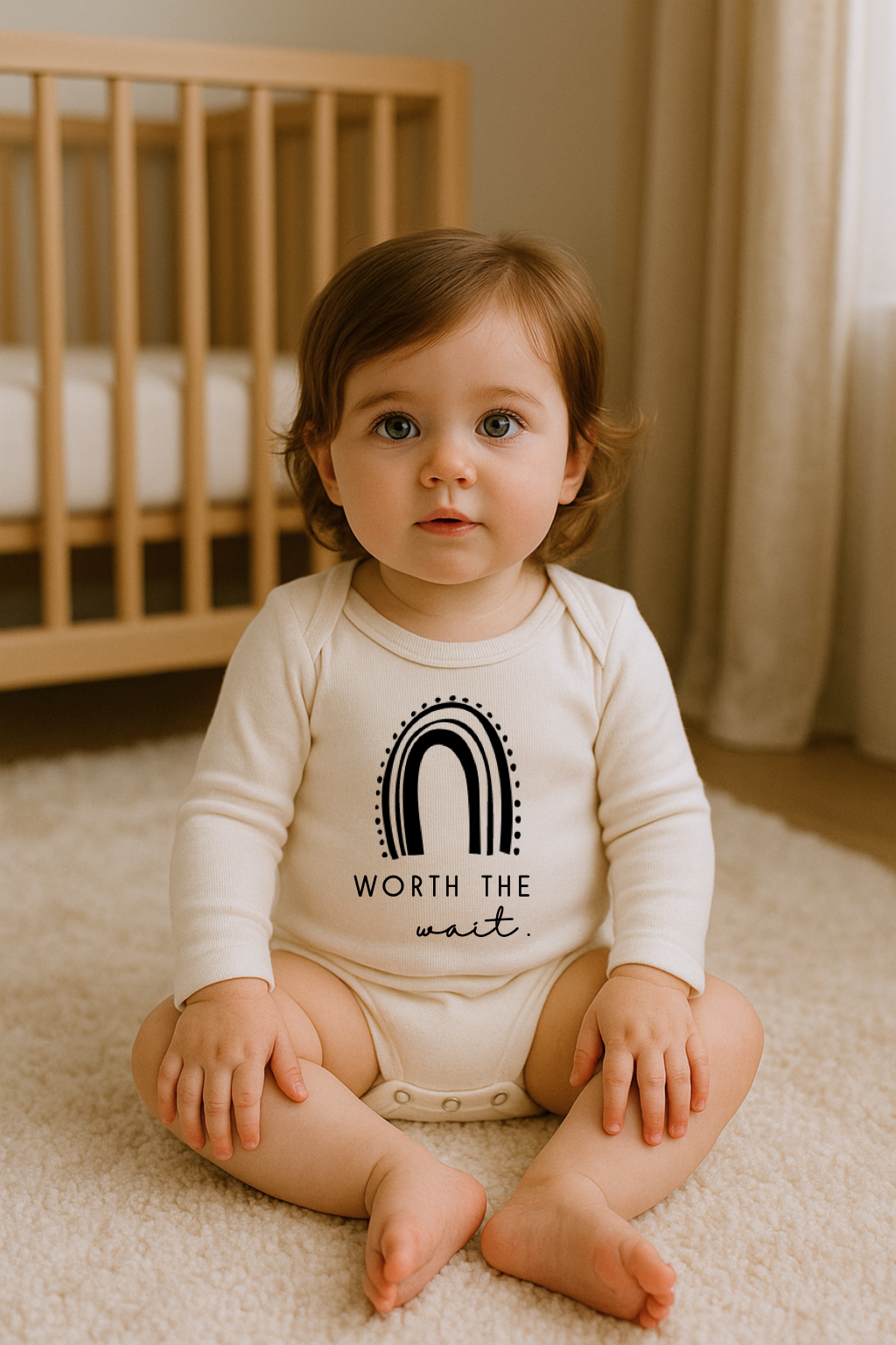 Worth the Wait Rainbow Organic Bodysuit Long Sleeve by Tenth & Pine, product image 4