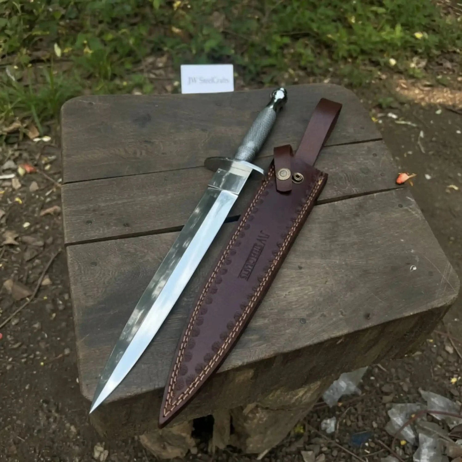 Silver Wire Medieval Quillon Dagger Mirror Polish Handmade Steel Blade