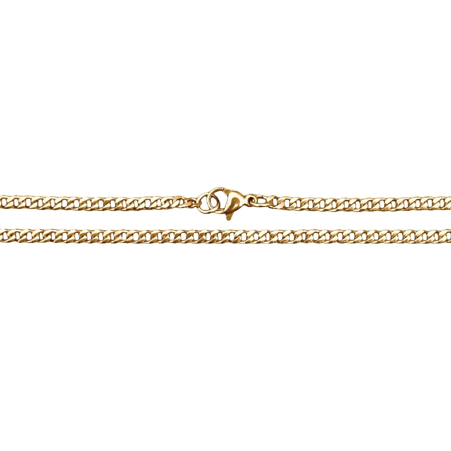 3mm Cuban Link Chain Necklace - 14K Gold Plated Stainless Steel