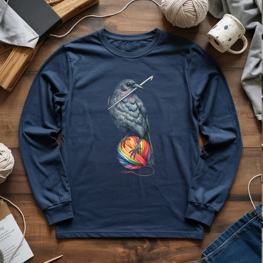 Crochet Crow Long Sleeve T-shirt