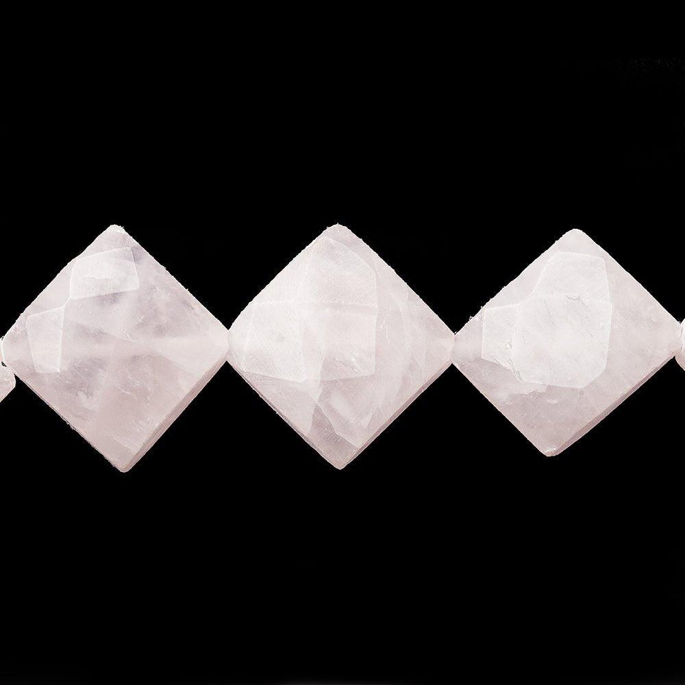 Rose Quartz Faceted Square Beads,