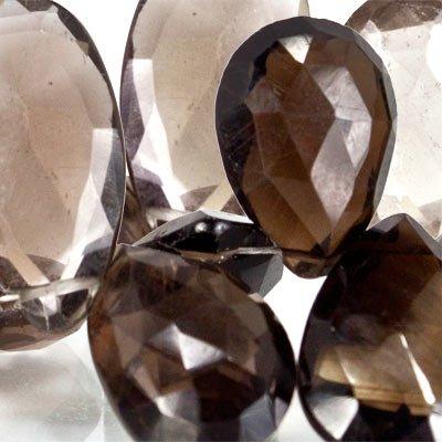 Shaded Smoky Quartz Pear Briolette Beads